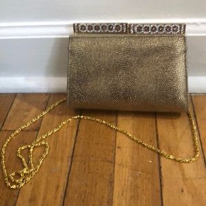 Gold Stephanie vintage evening bag with chain